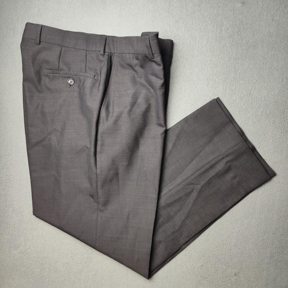 Hugo Boss Dress Pants Mens 38x30 Black James Brown Wool Flat Trousers 50144054 - Picture 1 of 15